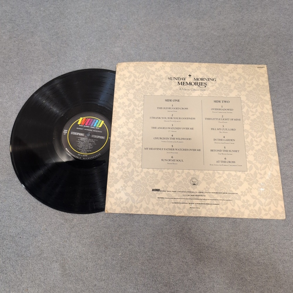 Sunday Morning Memories A Vocal Collection Vinyl LP Word Records WSB-8855 Gospel - Picture 2 of 2